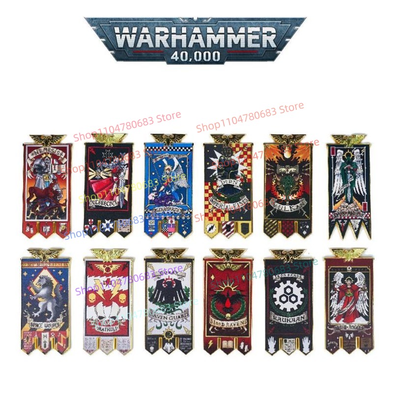 Board Game Warhammer 40K - 40Kスペースマリーンチャプターバナー合金製冷蔵庫マグネット、ゲームグッズ装飾、ホリデーギフト＆コレクターズアイテム