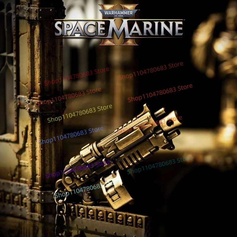 Board Game Warhammer 40K - 40Kスペースマリーン2ボルターキーホルダー、バックパック用チェーンソードオーナメント、ゲーム周辺機器ペンダント、男性向けアニメコレクターズギフト
