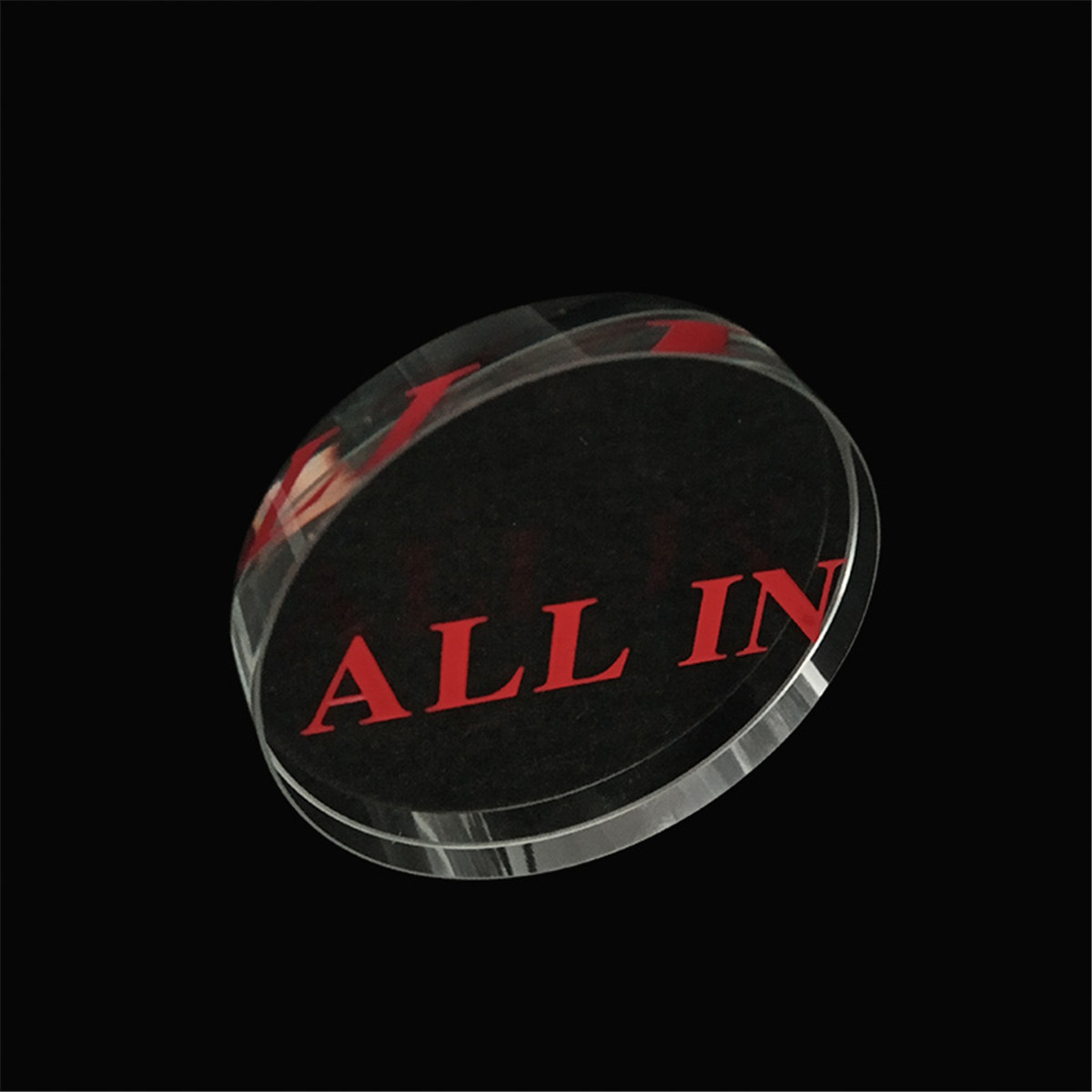 Board Game Font - クリアレッドフォントガラス製「ALL IN」1個 58*10mm/2.28*0.39インチ ゲームアクセサリー ボードゲーム用