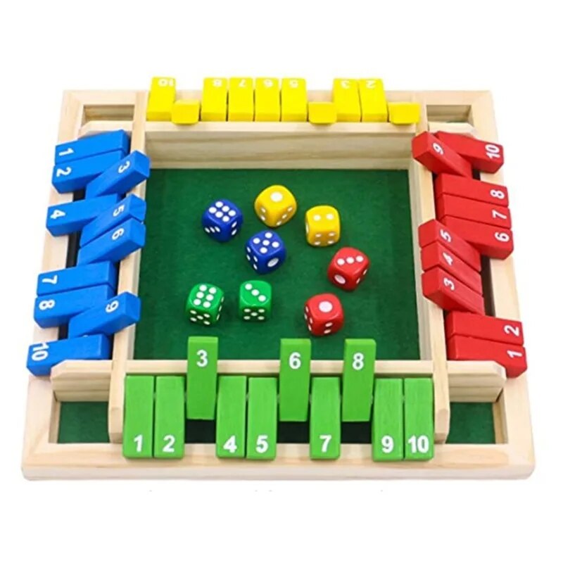 Board Game Organization - 木製サイコロ ボードゲーム 4 人用ボックスを閉じる フラップとサイコロ ゲーム