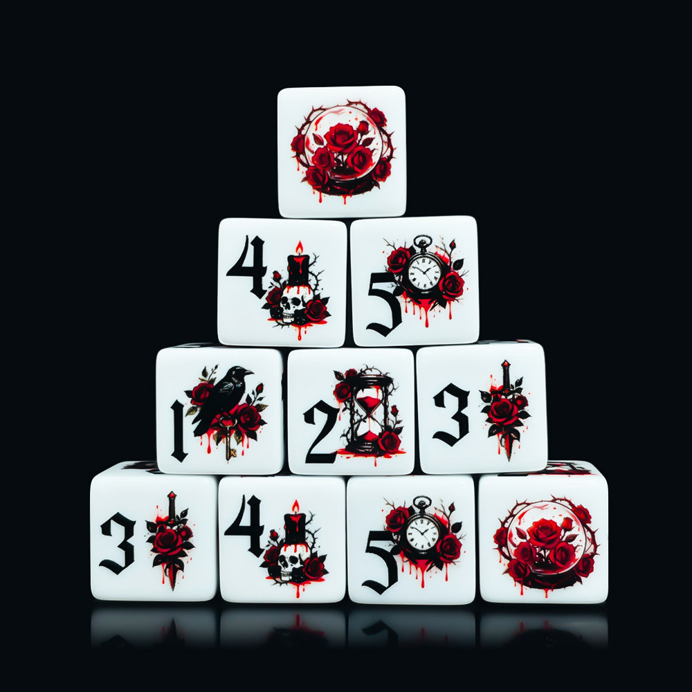 12個入り ゴシックローズ 16MM プリントD6アクリルダ - Board Game Electronic Table のレビューと価格