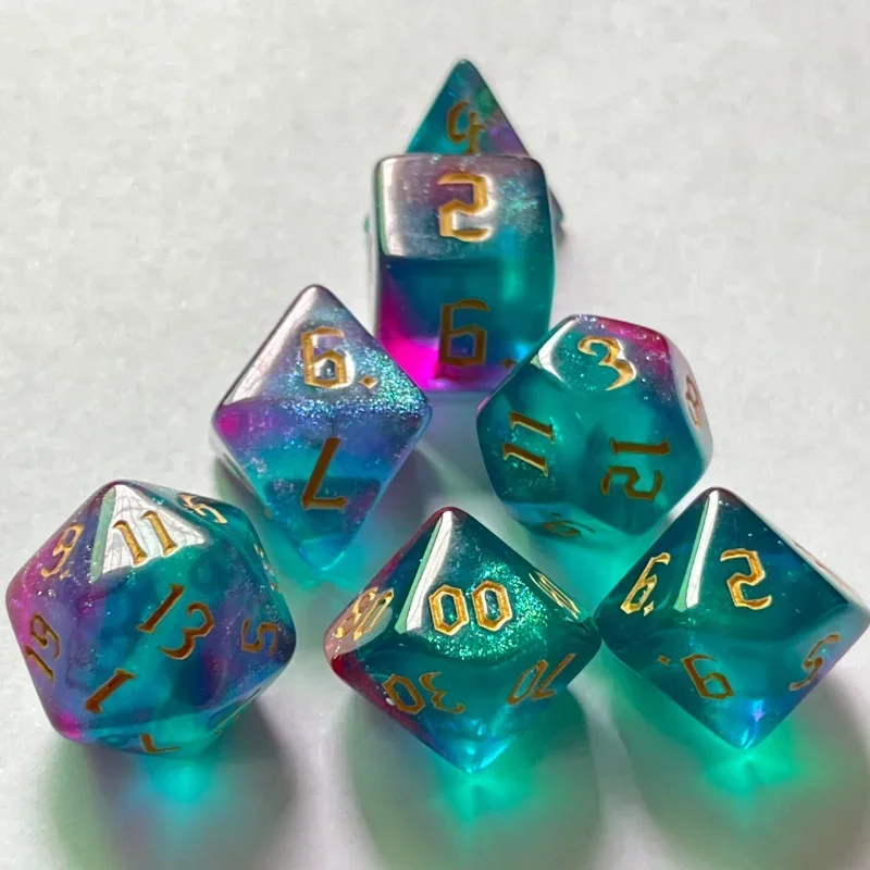 7 個の新しいダブルカラーサイコロ多面体ゴールドフォントデジ - Board Game Font のレビューと価格