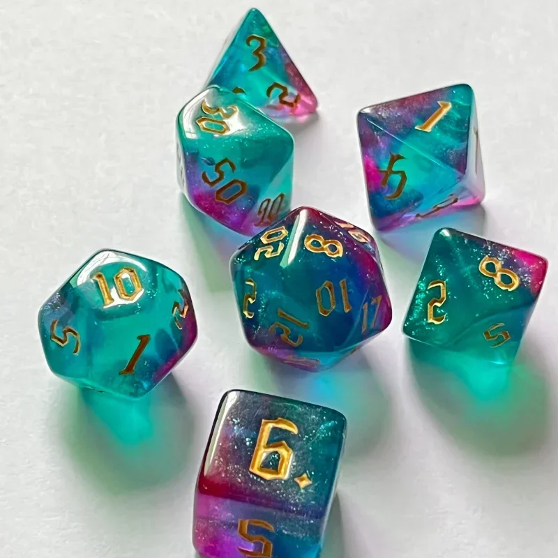 7 個の新しいダブルカラーサイコロ多面体ゴールドフォントデジ - Board Game Font のレビューと価格