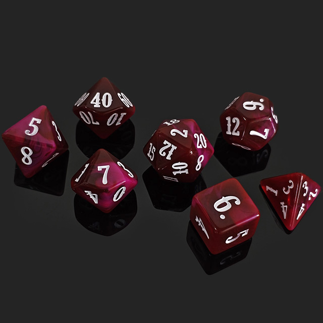 7個入りアクリル多面体ダイス ワインレッド ホワイトフォント - Board Game Font のレビューと価格
