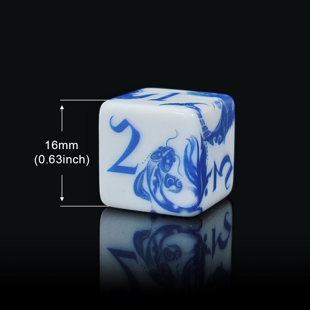 12個入り青と白の磁器鯉魚D6ダイス、中国風16MM正方形ア - Board Game Electronic Table のレビューと価格