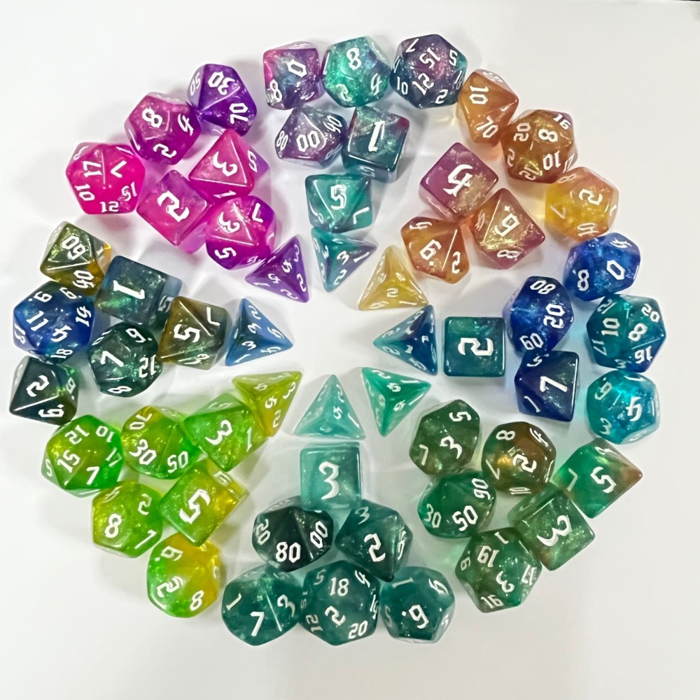 7 ピース/セット子供キッズツートンカラー多面体サイコロセッ - Board Game Font のレビューと価格