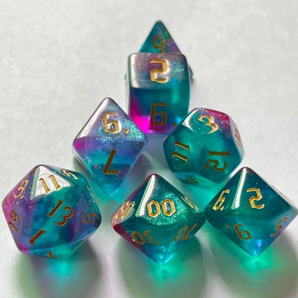 7 ピース/セット子供キッズツートンカラー多面体サイコロセッ - Board Game Font のレビューと価格