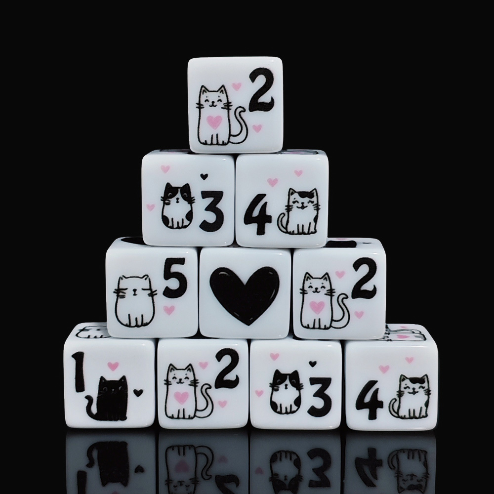 12個/セット 16mm キュートな猫型ダイス、プレミアムア - Board Game Design のレビューと価格