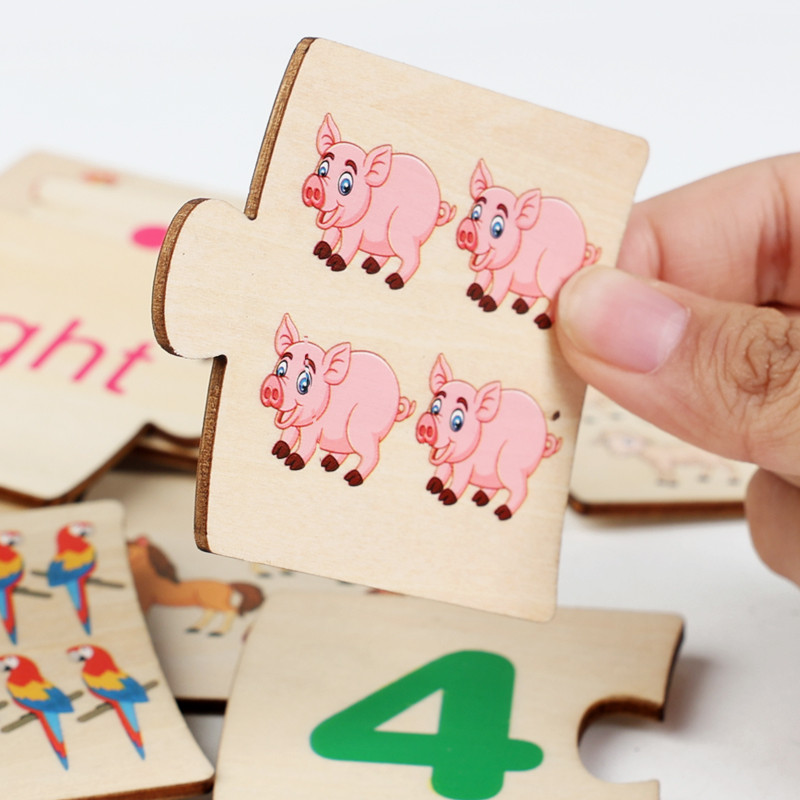 子供向け鉄箱ナンバー啓発ペアリング木製動物フードパズルボード - Board Game Organization のレビューと価格