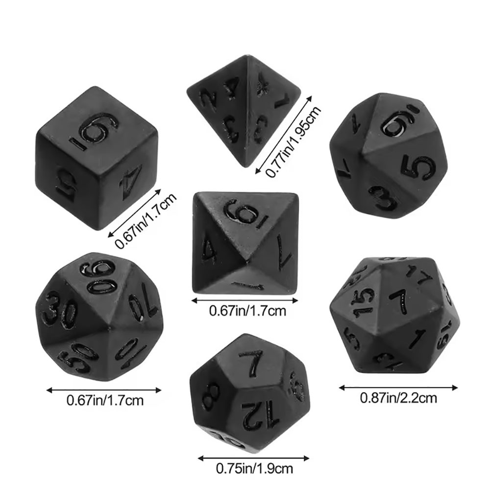 7個/セット 新しい黒色ダイス、TRPG RPG D20 D - Board Game Font のレビューと価格