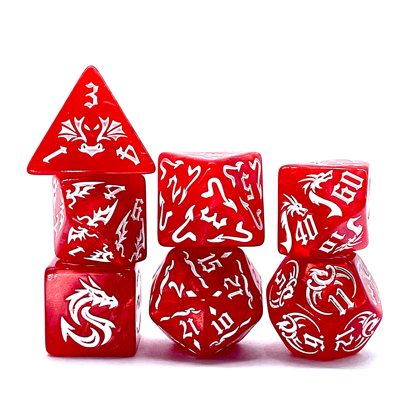 7 個の新しい赤色サイコロ多面体ゴールドフォントデジタルサイ - Board Game Font のレビューと価格