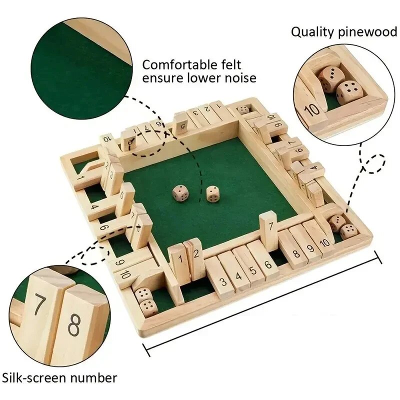 デラックス 4 面 10 数字 シャット ザ ボックス ボー - Board Game Organization のレビューと価格